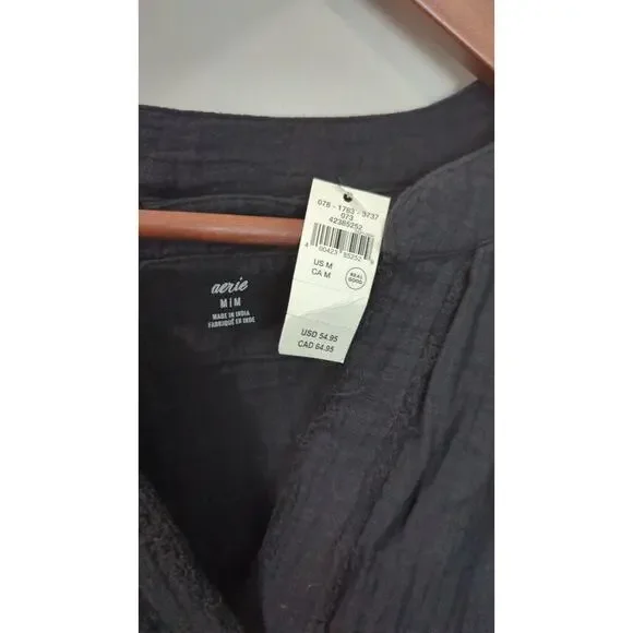 Aerie Black Gauze Daybreak Coverup Shirt NWT - Picture 4 of 5